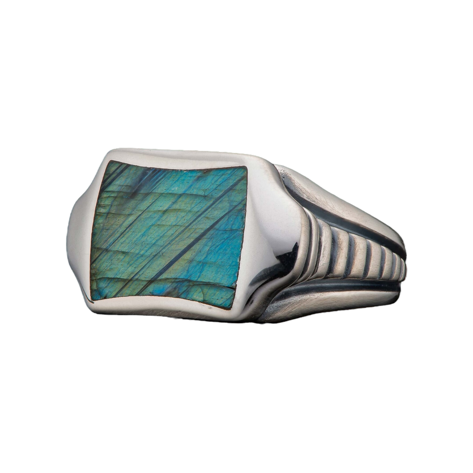 Sterling Silver 'Sleek' Labradorite Signet Ring Sz 10 by William Henry available at Talisman Collection Fine Jewelers in El Dorado Hills, CA and online