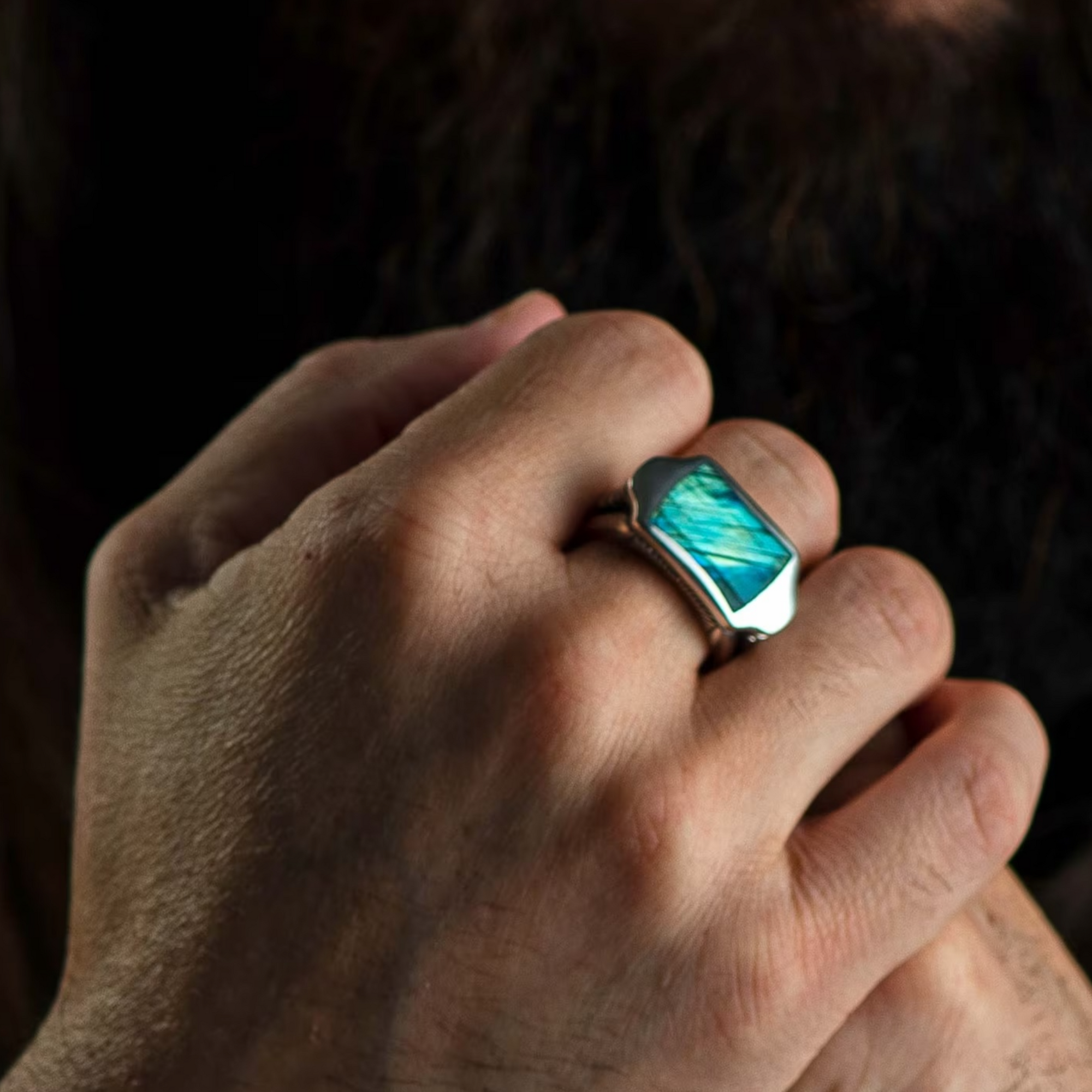 Sterling Silver 'Sleek' Labradorite Signet Ring Sz 10 by William Henry available at Talisman Collection Fine Jewelers in El Dorado Hills, CA and online
