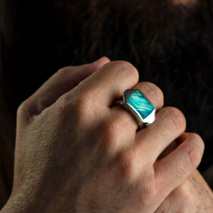 Sterling Silver 'Sleek' Labradorite Signet Ring Sz 10 by William Henry available at Talisman Collection Fine Jewelers in El Dorado Hills, CA and online