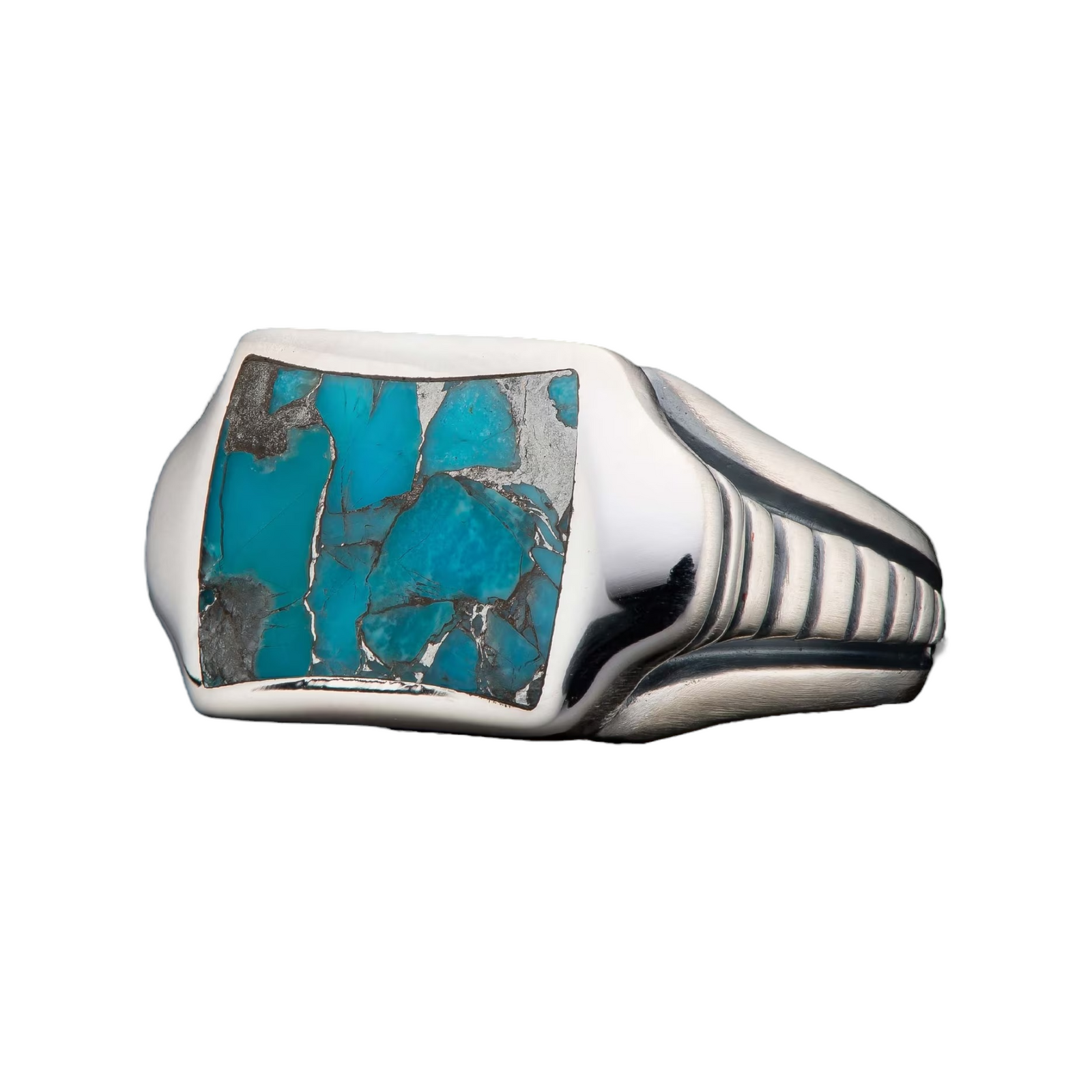 Sterling Oxidized Turquoise 'Sleek' Sculpted Ring Sz 10 by William Henry available at Talisman Collection Fine Jewelers in El Dorado Hills, CA and online