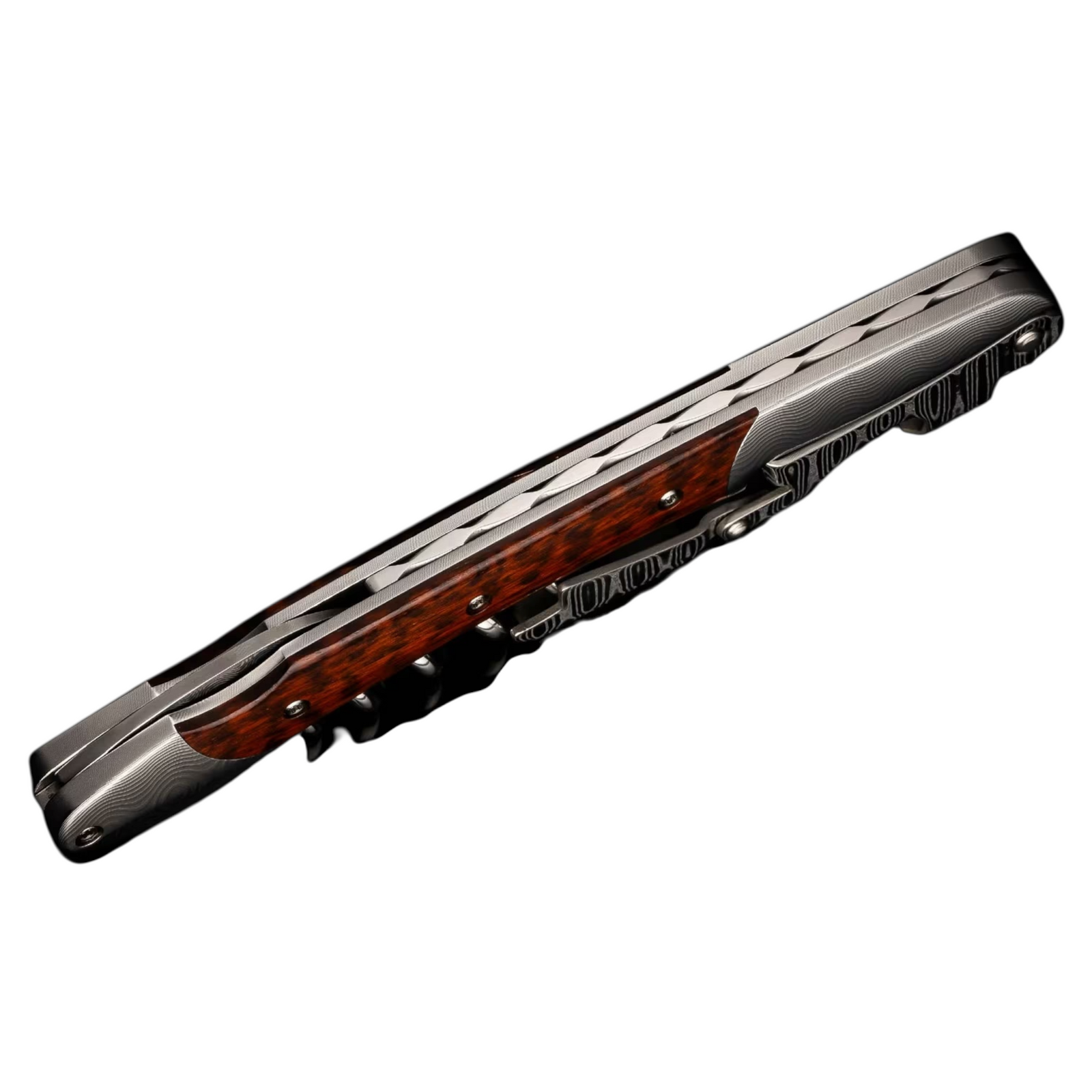 Damascus Steel 'Cluster' Snakewood Corkscrew by William Henry available at Talisman Collection Fine Jewelers in El Dorado Hills, CA and online