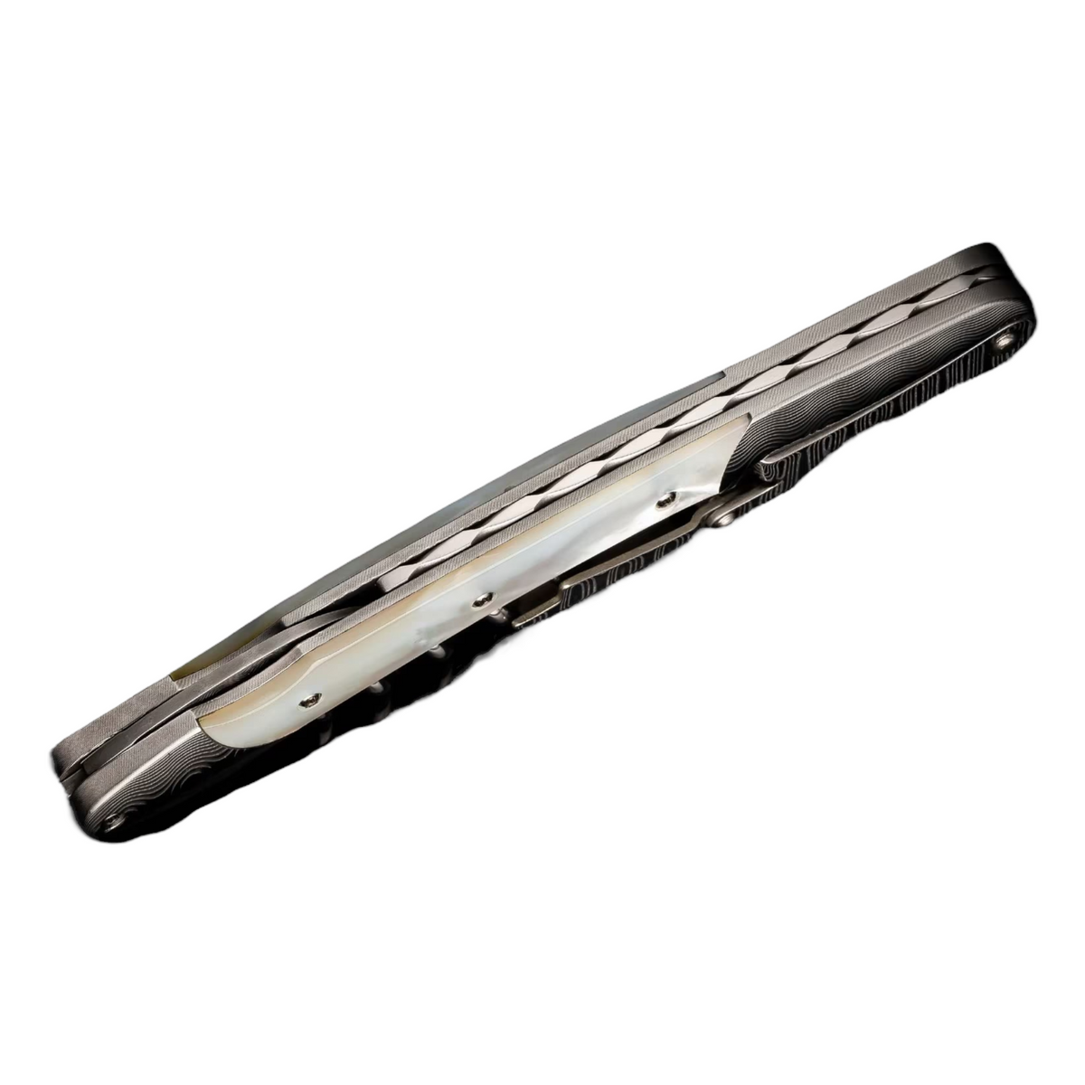 Damascus Steel/Mother Of Pearl 'Gris' Corkscrew by William Henry available at Talisman Collection Fine Jewelers in El Dorado Hills, CA and online