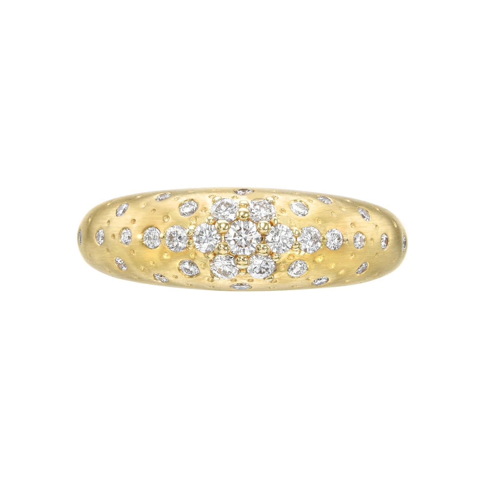 Diamond Stacking Ring by Meredith Young available at Talisman Collection Fine Jewelers in El Dorado Hills, CA and online. This Diamond Stacking Ring is a shining example of refined craftsmanship. The satin finished 18k gold band showcases a graceful domed design, complemented by 0.5 carats of prong-set white diamonds. It's a lovely addition to your jewelry collection, adding timeless charm to any ensemble.