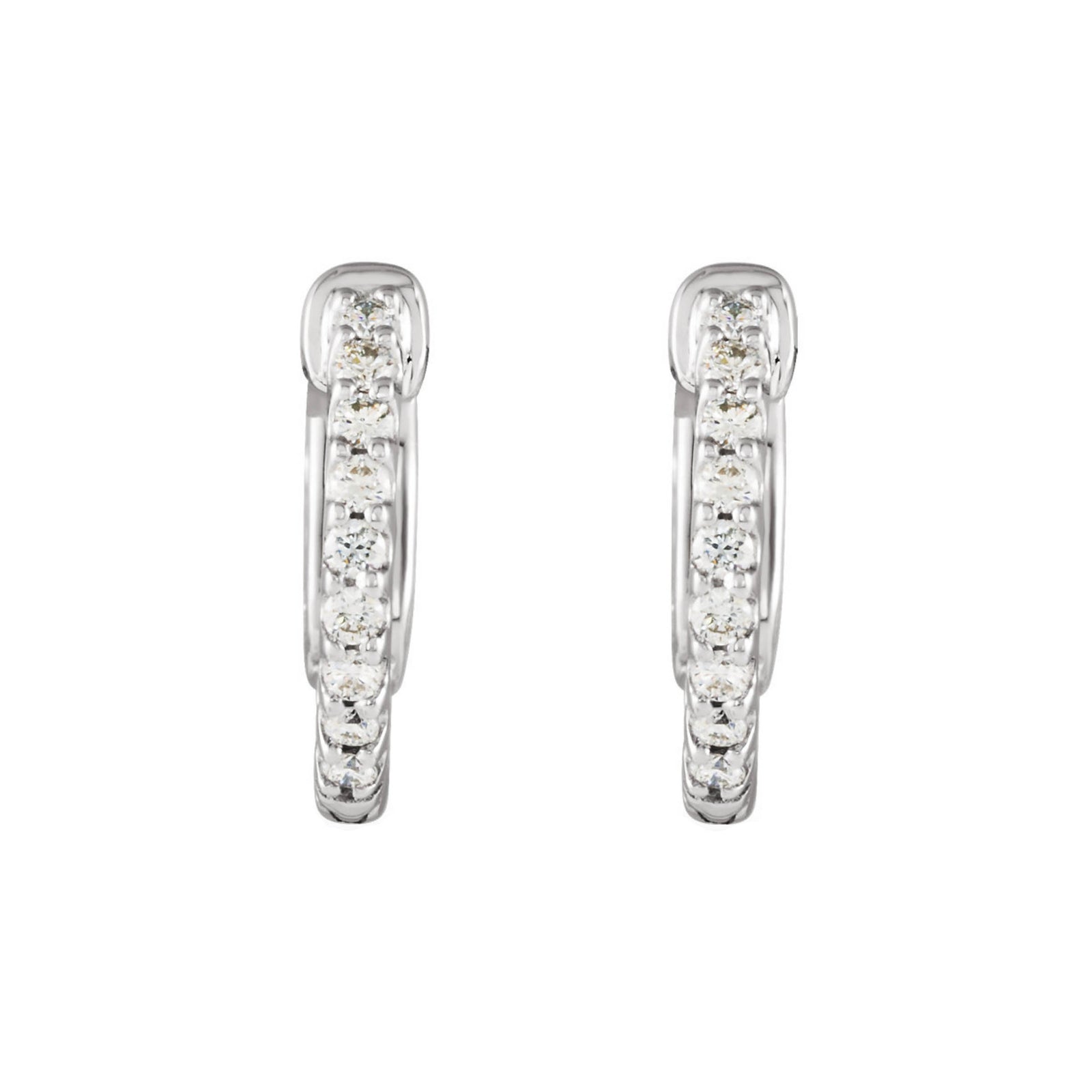 Diamond Earring Hoops, 0.25 Carat Total Weight in 14k White, Yellow or Rose Gold - Talisman Collection Fine Jewelers