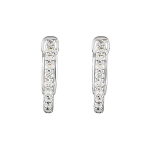 Diamond Earring Hoops, 0.25 Carat Total Weight in 14k White, Yellow or Rose Gold - Talisman Collection Fine Jewelers