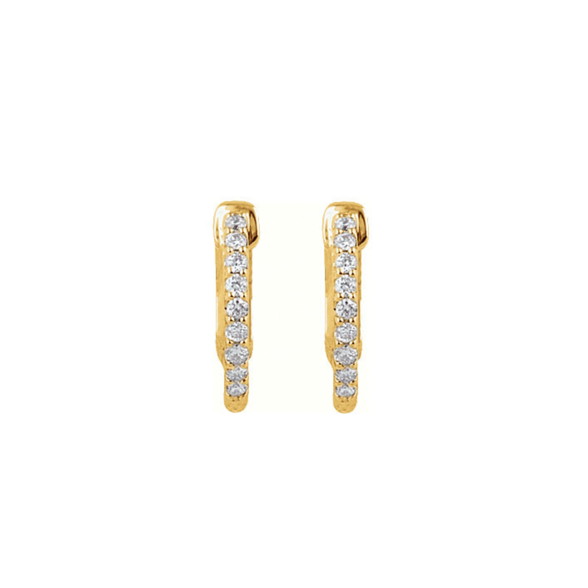 Diamond Earring Hoops, 0.25 Carat Total Weight in 14k White, Yellow or Rose Gold - Talisman Collection Fine Jewelers