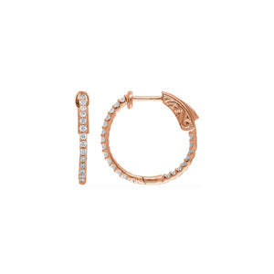 Diamond Earring Hoops, 0.50 Carat Total Weight in 14k White, Yellow or Rose Gold - Talisman Collection Fine Jewelers