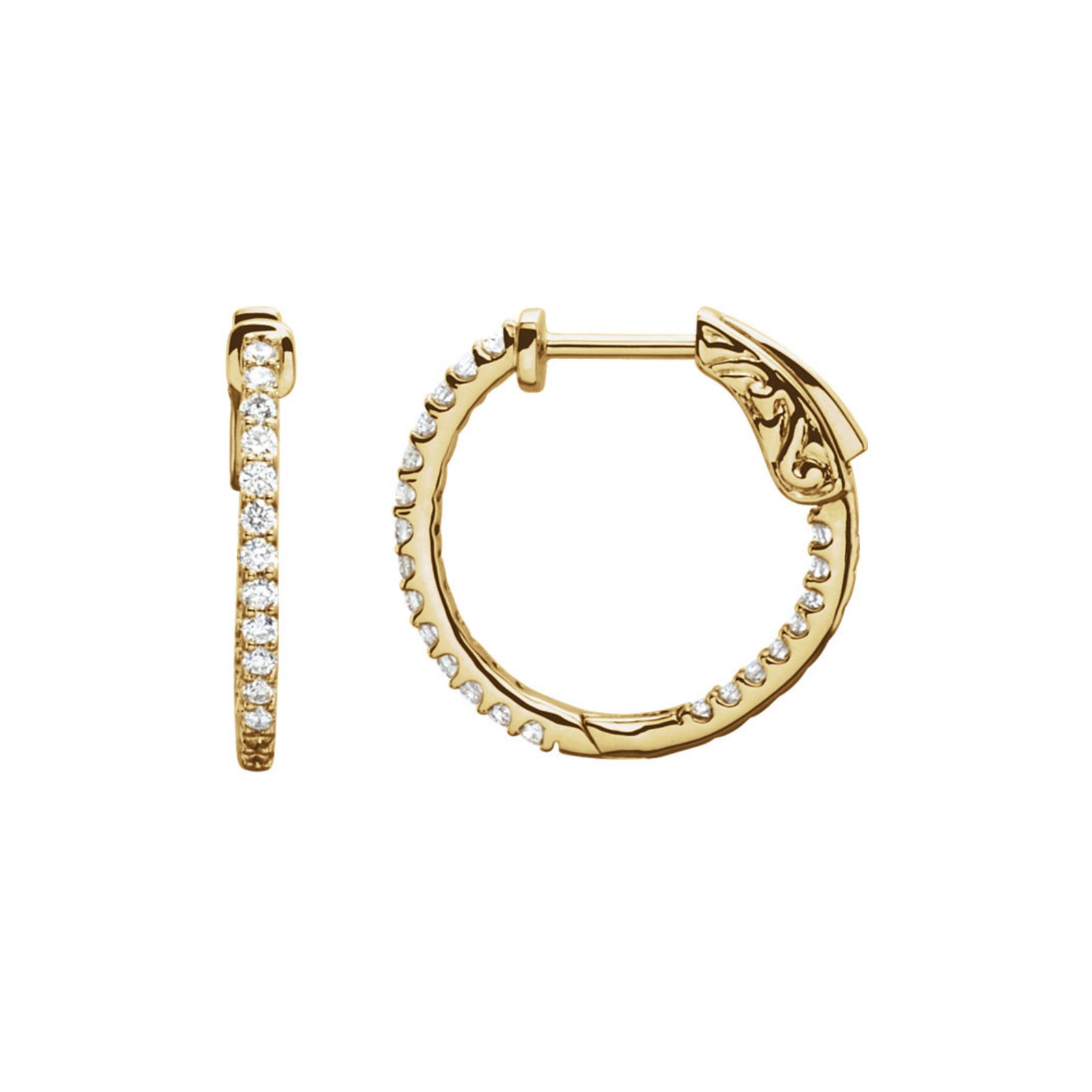 Diamond Earring Hoops, 0.50 Carat Total Weight in 14k White, Yellow or Rose Gold - Talisman Collection Fine Jewelers