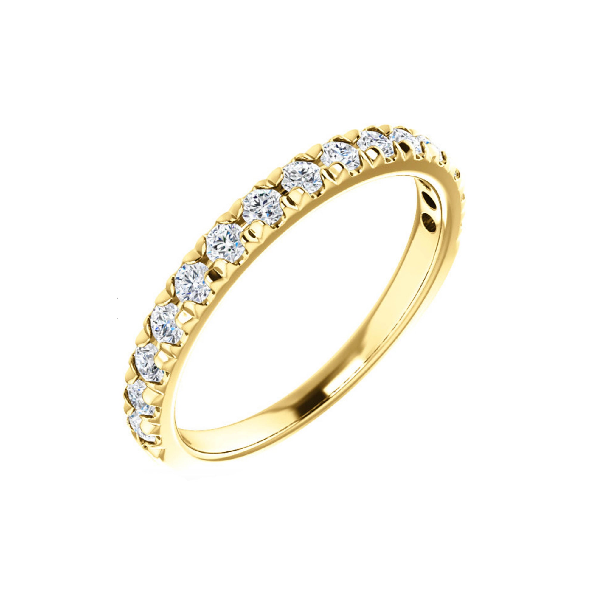 French Set Diamond Anniversary Stack Band in White, Yellow or Rose Gold - Talisman Collection Fine Jewelers