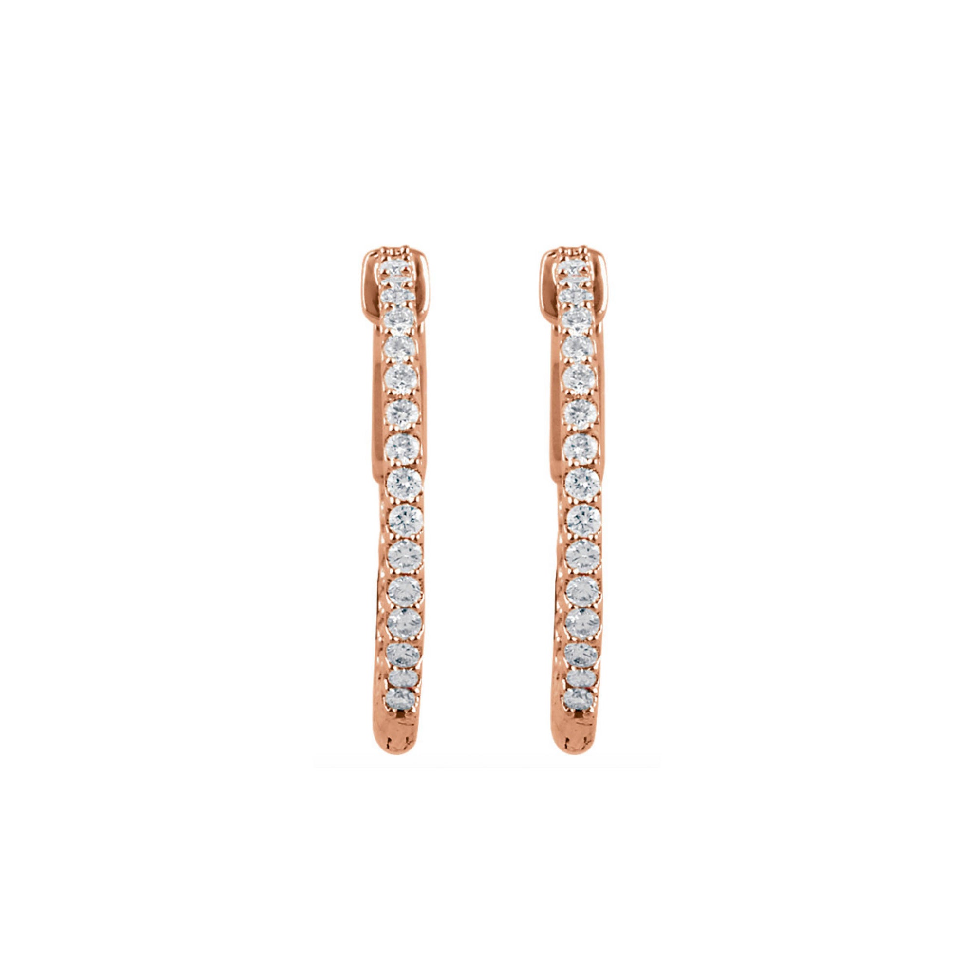 Diamond Earring Hoops, 0.75 Carat Total Weight in 14k White, Yellow or Rose Gold - Talisman Collection Fine Jewelers