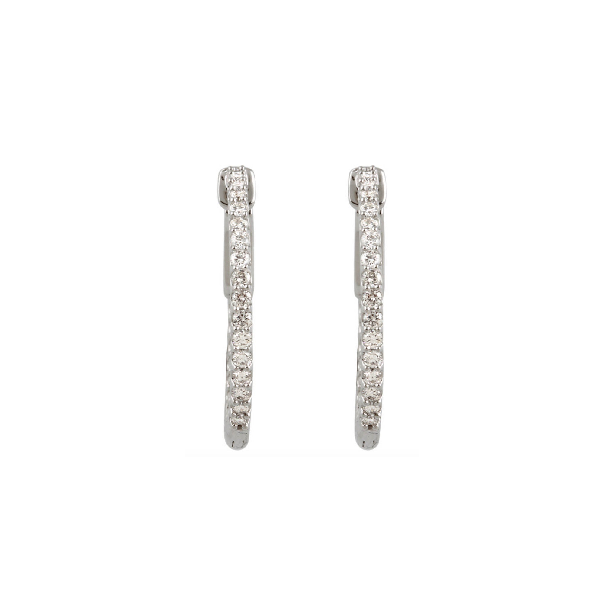 Diamond Earring Hoops, 0.75 Carat Total Weight in 14k White, Yellow or Rose Gold - Talisman Collection Fine Jewelers