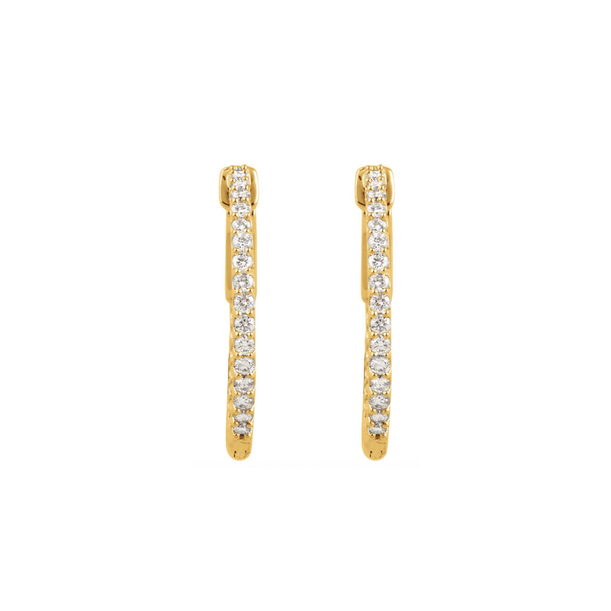 Diamond Earring Hoops, 0.75 Carat Total Weight in 14k White, Yellow or Rose Gold - Talisman Collection Fine Jewelers