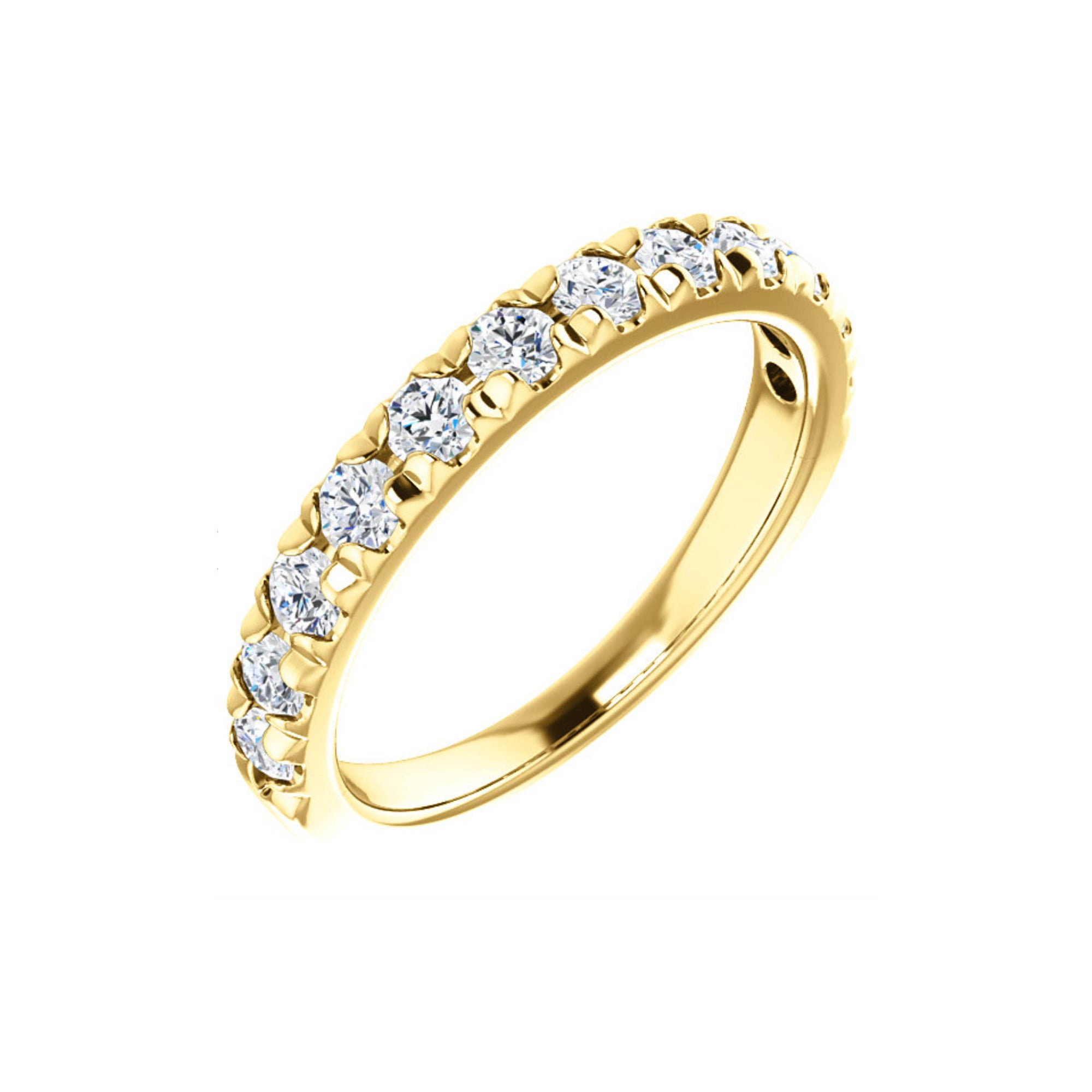 French Set Diamond Anniversary Stack Band in White, Yellow or Rose Gold - Talisman Collection Fine Jewelers