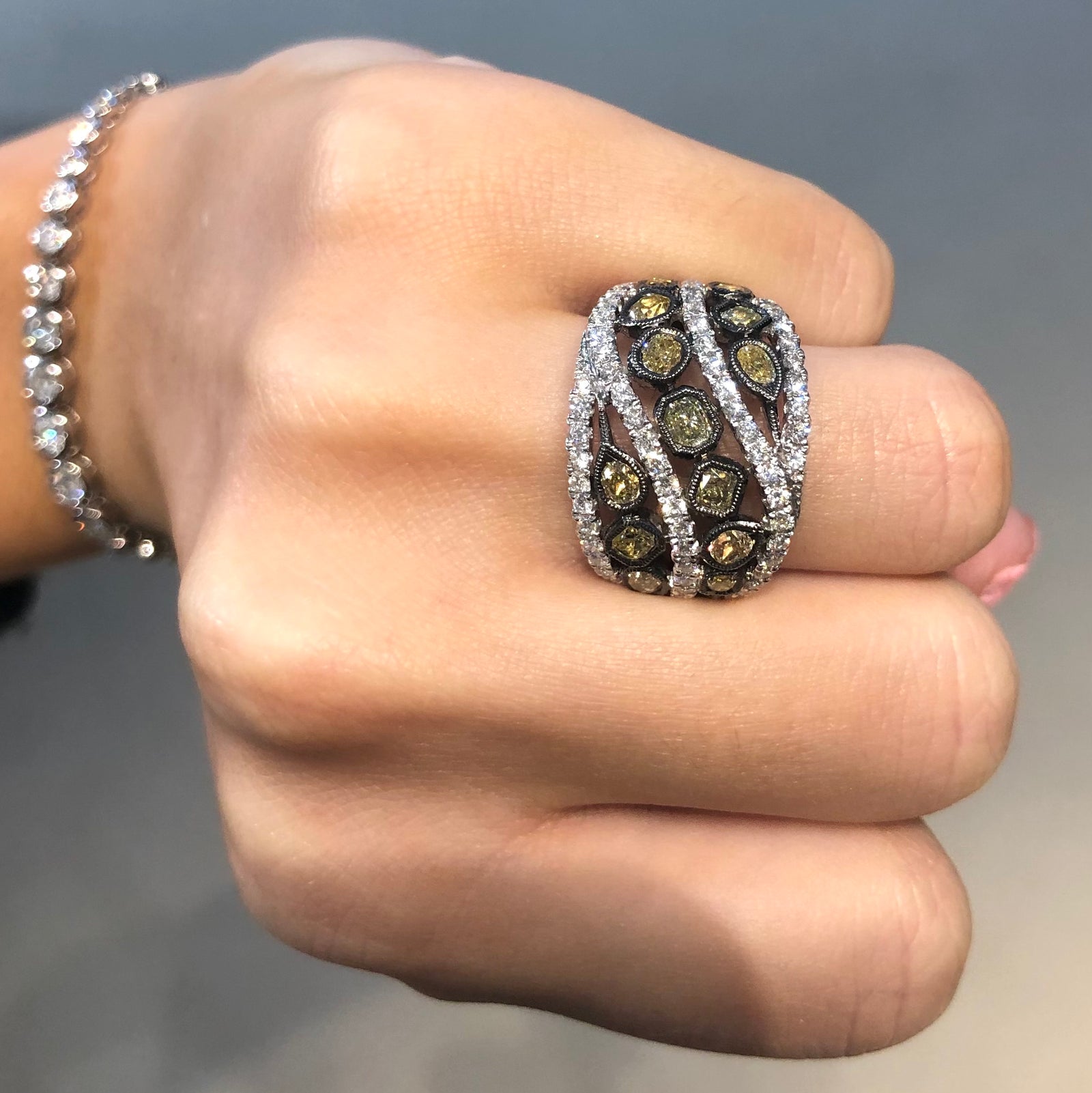 Yellow and White Diamond Mixed Shape Ring - Talisman Collection Fine Jewelers