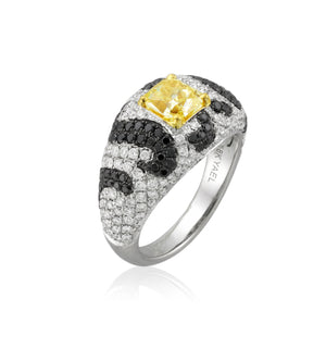 Yellow and Black Diamond Ring by Yael