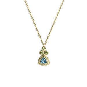 Blue Topaz Trillion Necklace with Peridot - Talisman Collection Fine Jewelers