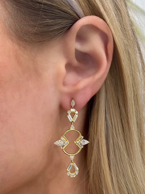 Diamond Mirrored Outline Shield Earrings by Meredith Young