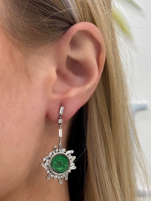 Uvarovite Garnet and Diamond Earrings by Meredith Young