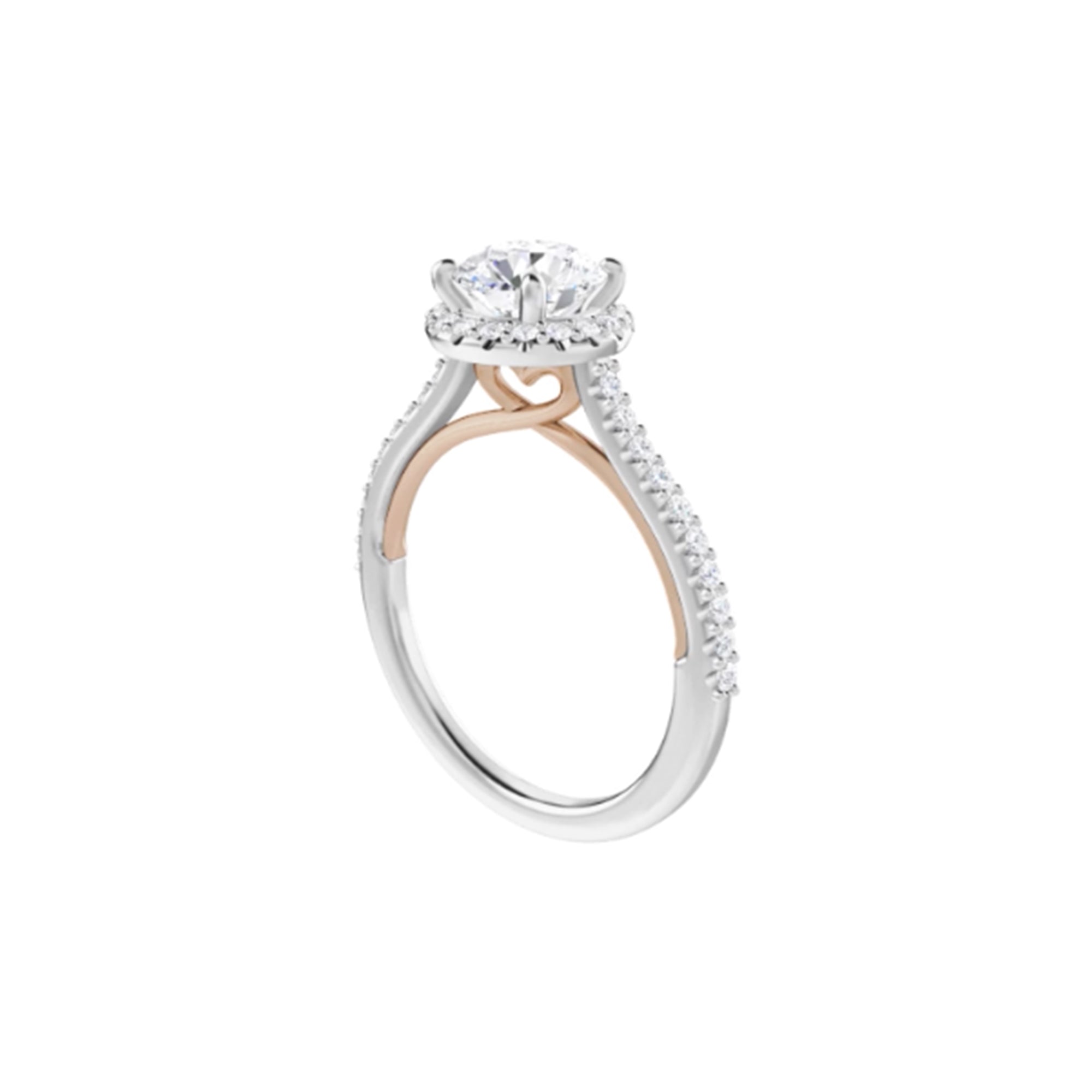 Two-Tone White and Rose Gold Diamond Halo Engagement Ring - Talisman Collection Fine Jewelers