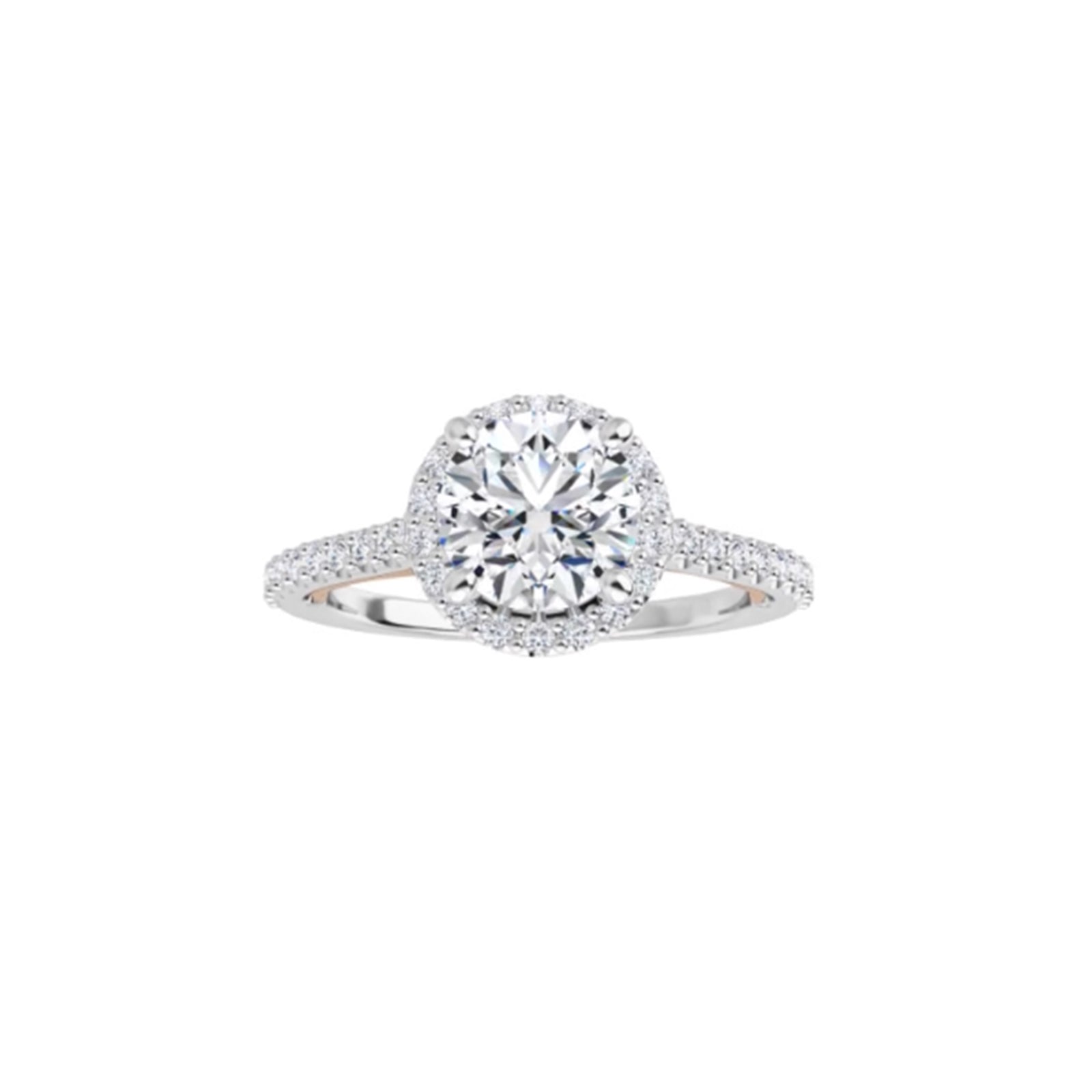 Two-Tone White and Rose Gold Diamond Halo Engagement Ring - Talisman Collection Fine Jewelers