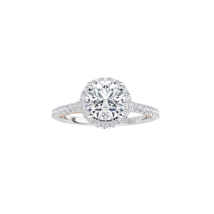 Two-Tone White and Rose Gold Diamond Halo Engagement Ring - Talisman Collection Fine Jewelers