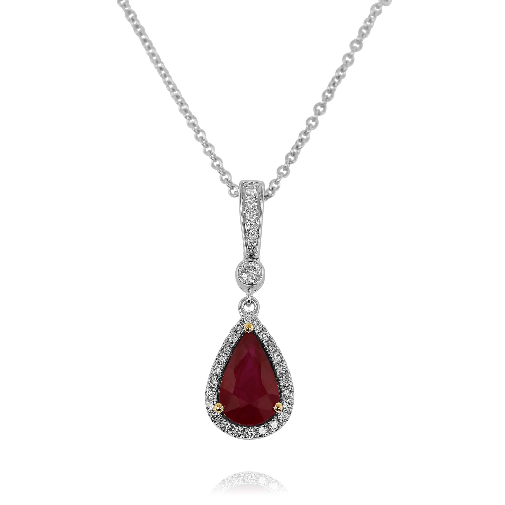 Pear-Shaped Ruby and Diamond Necklace by Yael - Talisman Collection Fine Jewelers