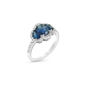 Blue Sapphire and Diamond Half Moon Ring by Yael - Talisman Collection Fine Jewelers