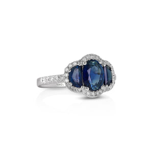 Blue Sapphire and Diamond Half Moon Ring by Yael - Talisman Collection Fine Jewelers