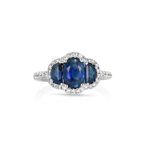 Blue Sapphire and Diamond Half Moon Ring by Yael - Talisman Collection Fine Jewelers