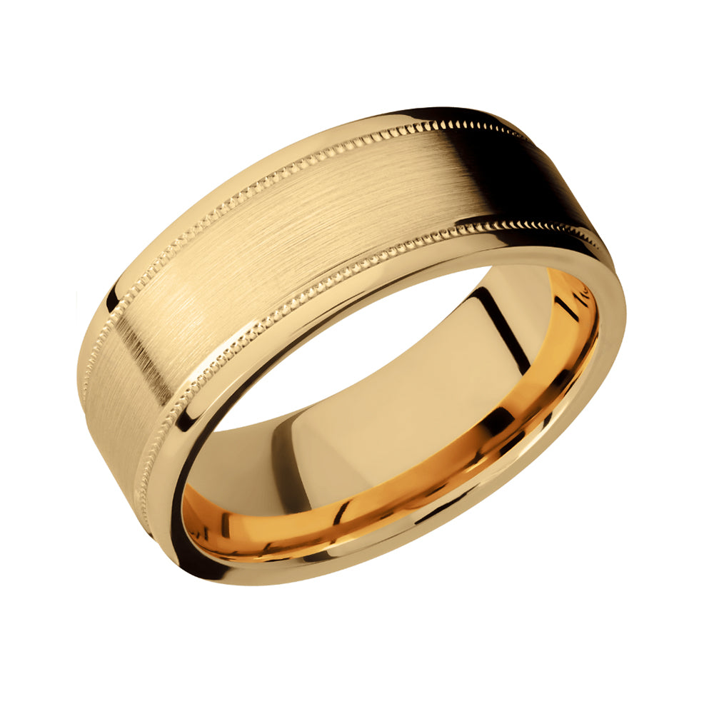 14k Gold Double Milgrain Detail Men's Band - Talisman Collection Fine Jewelers