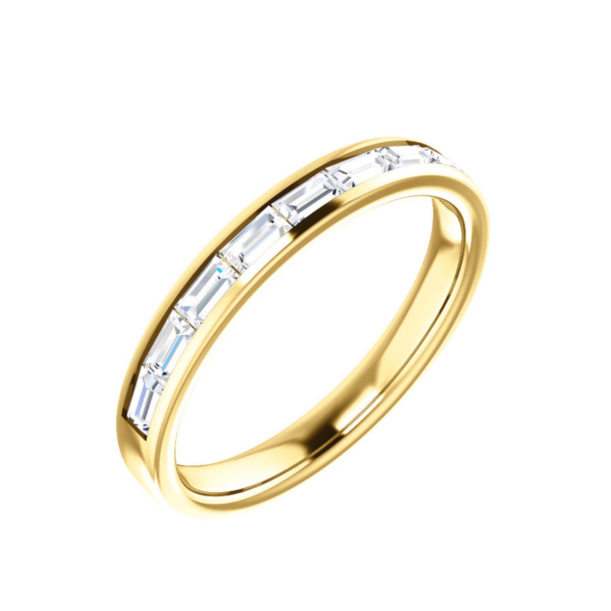 Channel Set Diamond Baguette Stack Band in White, Yellow or Rose Gold - Talisman Collection Fine Jewelers