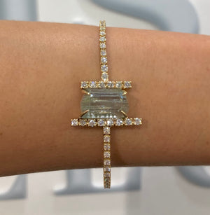Aquamarine and Diamond Chasm Bracelet by Meredith Young
