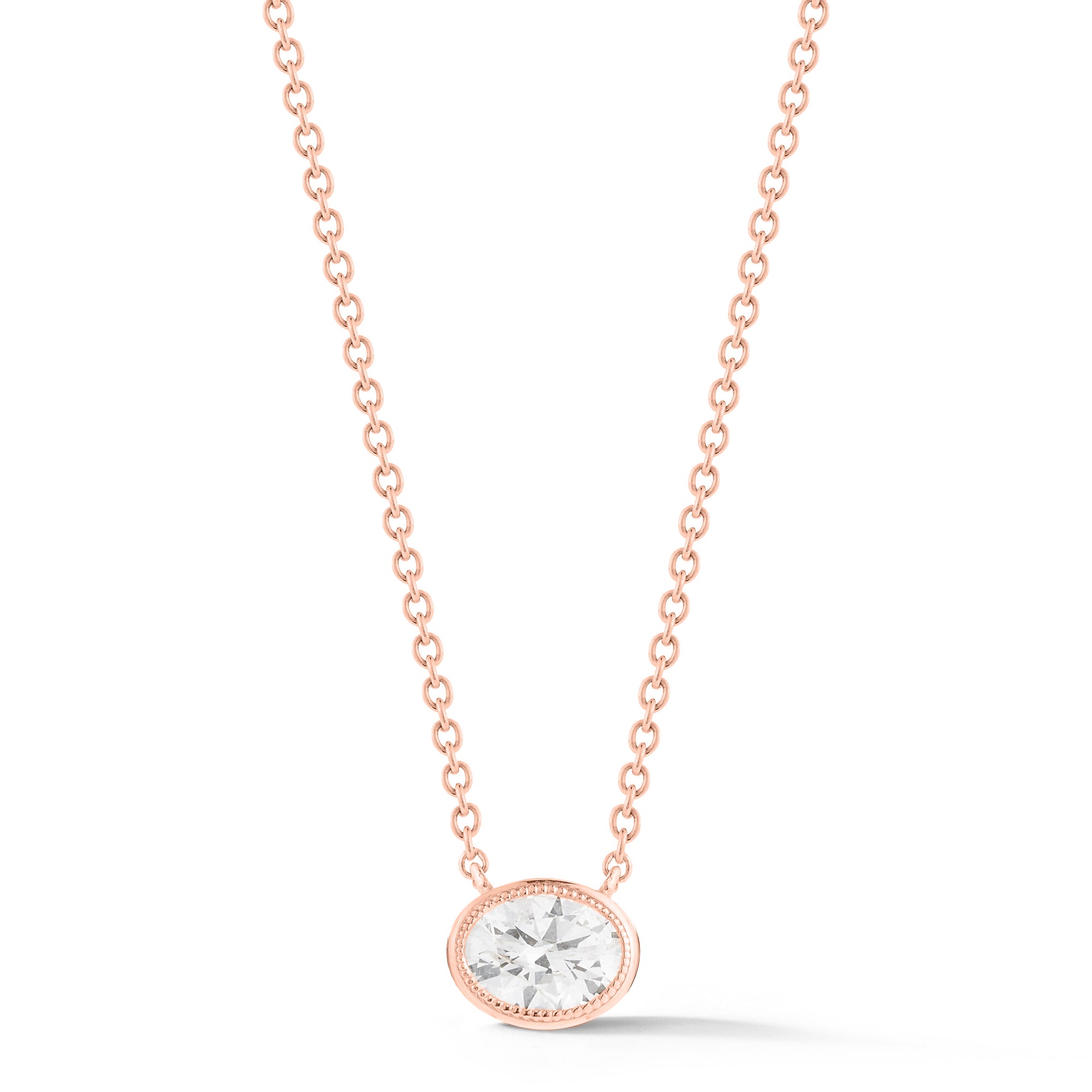 Diamond Necklace, Rose Gold Bezel Set Oval - Talisman Collection Fine Jewelers