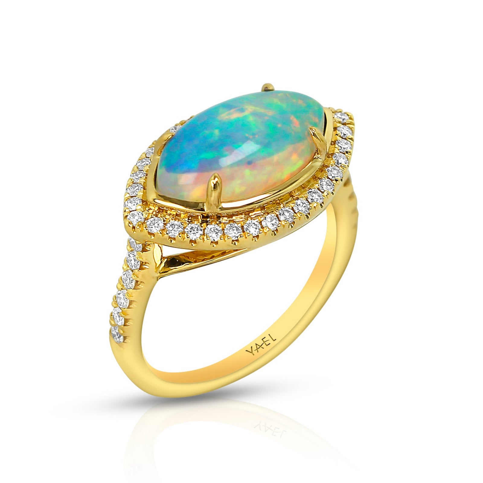 Marquise Opal and Diamond Ring by Yael