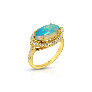 Marquise Opal and Diamond Ring by Yael