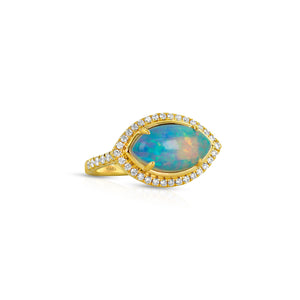 Marquise Opal and Diamond Ring by Yael