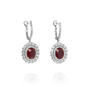 Ruby and Diamond Drop Earrings by Yael