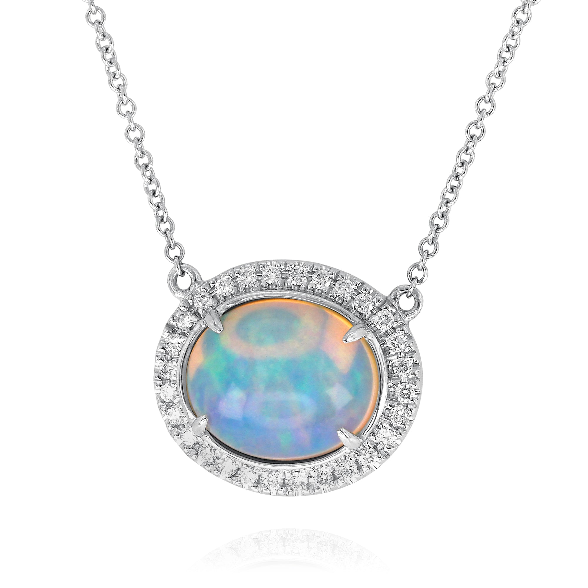 Opal and Diamond Necklace by Yael - White Gold