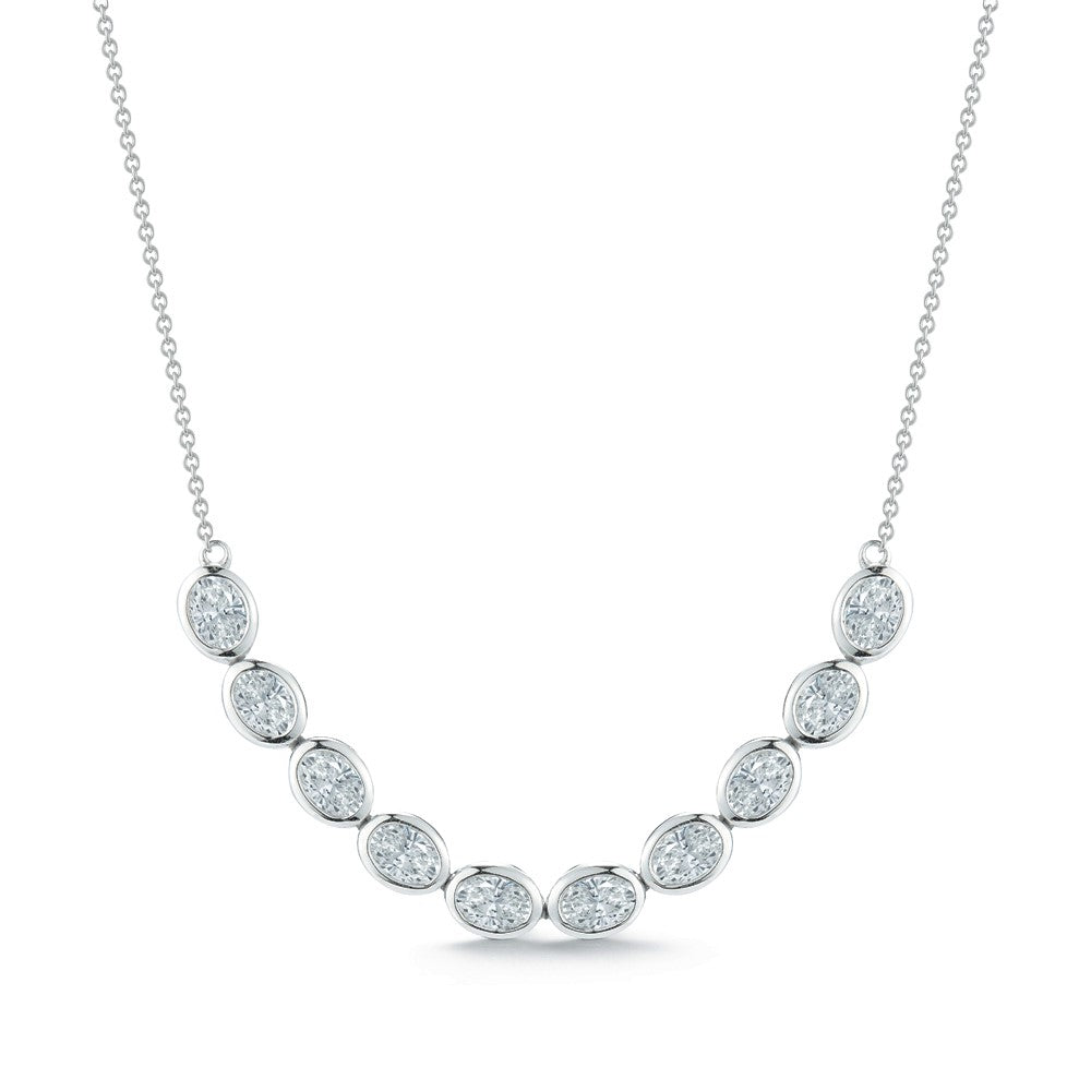 Diamond Smile Necklace, White Gold Bezel Set Oval - Talisman Collection Fine Jewelers
