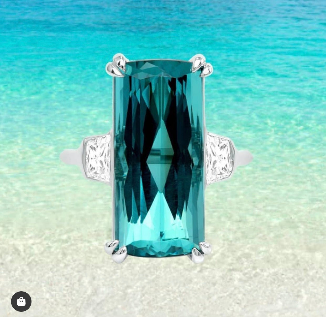 Indicolite Blue Tourmaline and Diamond Platinum Ring - Talisman Collection Fine Jewelers