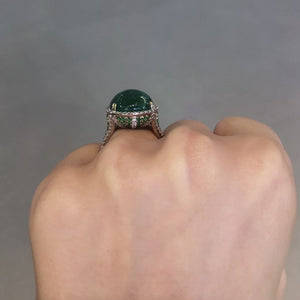 Emerald and Diamond Cabochon Ring