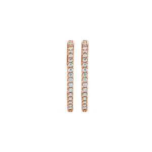 Diamond Earring Hoops, 1.00 Carat Total Weight in 14k White, Yellow or Rose Gold - Talisman Collection Fine Jewelers