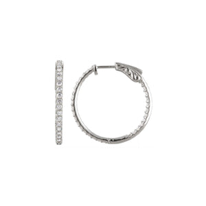 Diamond Earring Hoops, 2.00 Carat Total Weight in 14k White, Yellow or Rose Gold - Talisman Collection Fine Jewelers