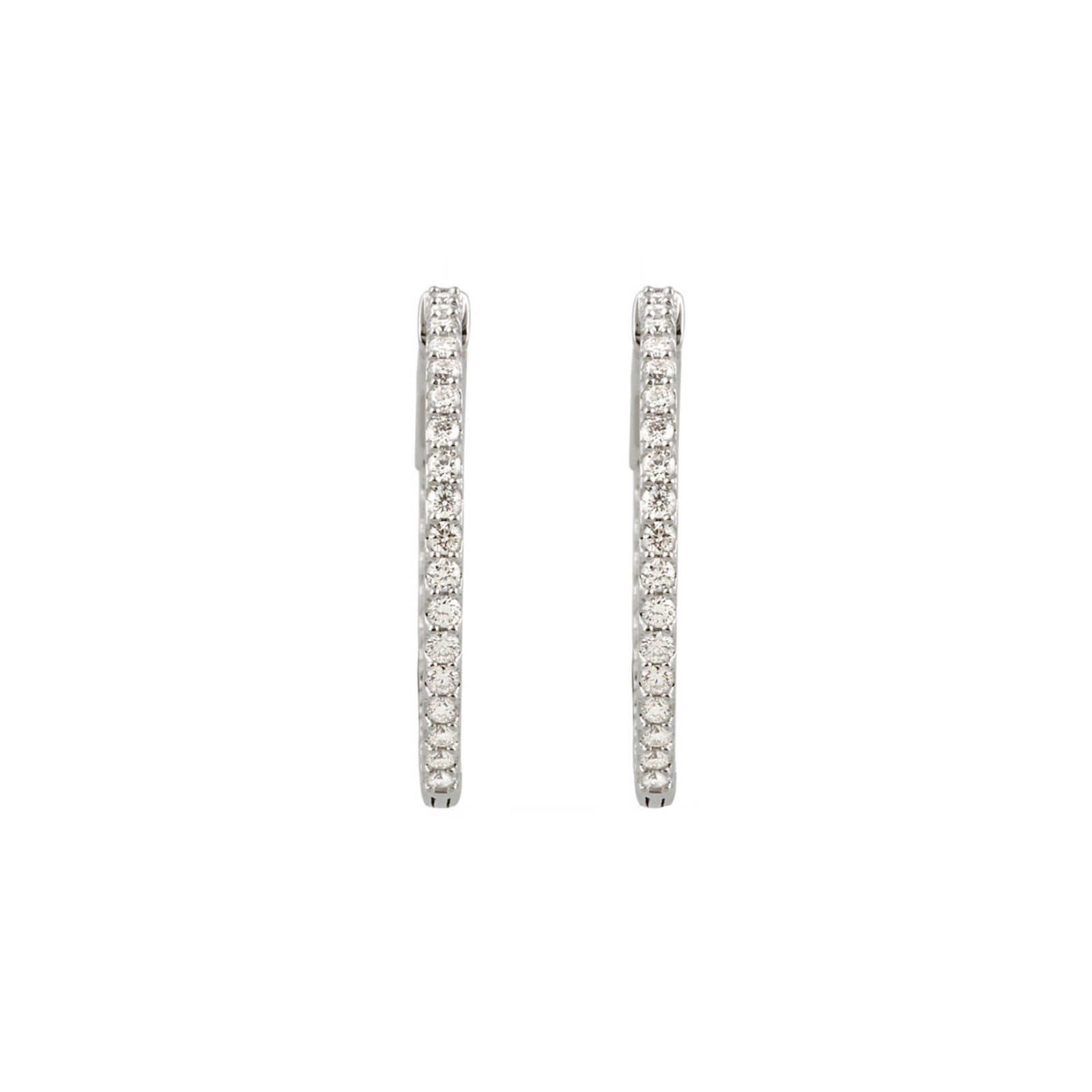 Diamond Earring Hoops, 1.00 Carat Total Weight in 14k White, Yellow or Rose Gold - Talisman Collection Fine Jewelers