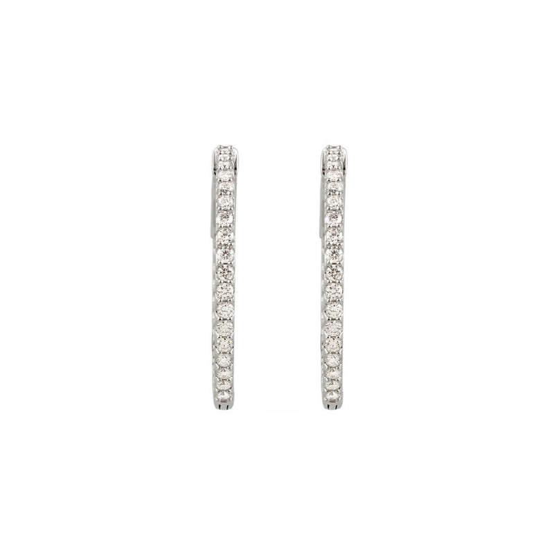 Diamond Earring Hoops, 3.00 Carat Total Weight in 14k White, Yellow or