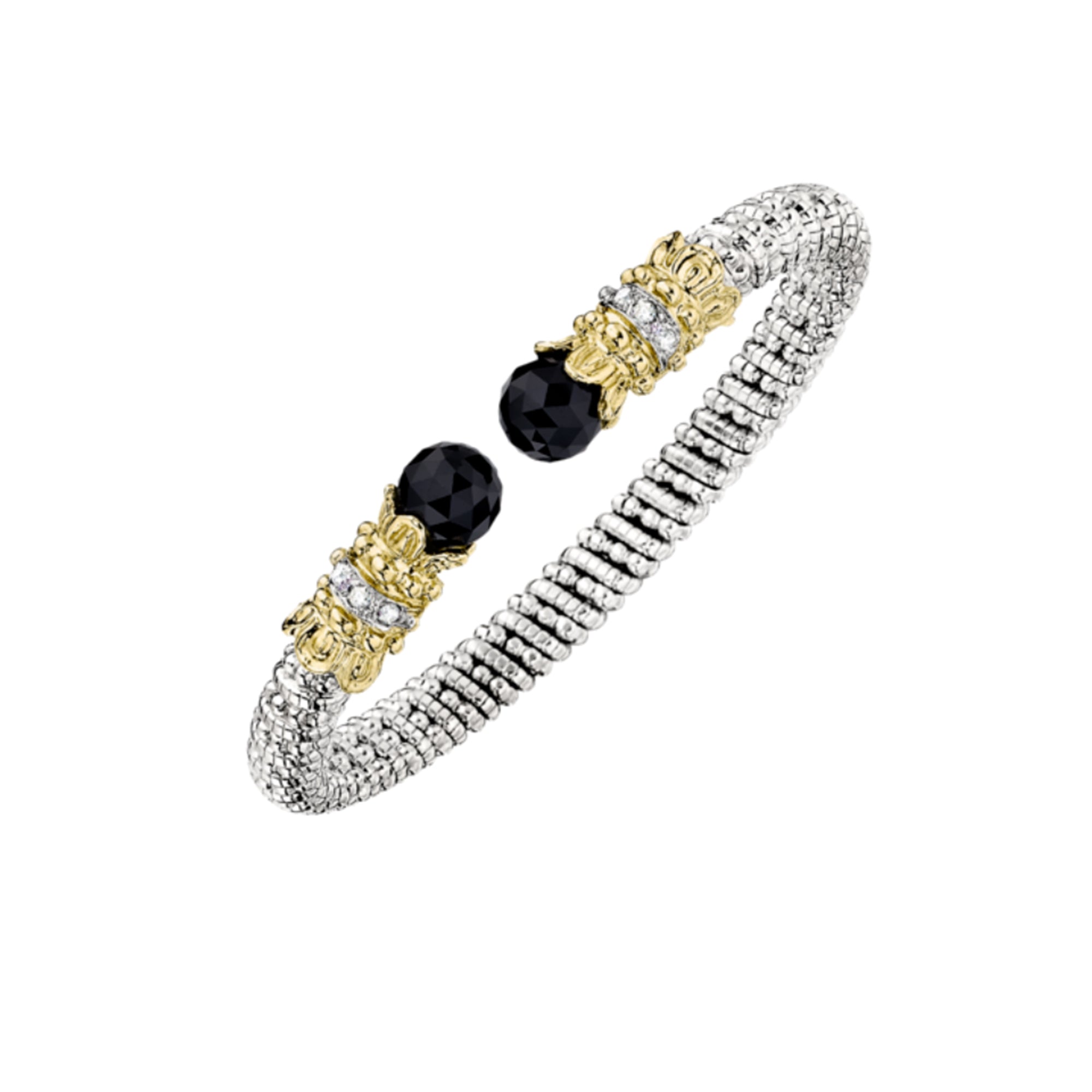 Black Onyx and Diamond Open Cuff Bracelet by Vahan - Talisman Collection Fine Jewelers