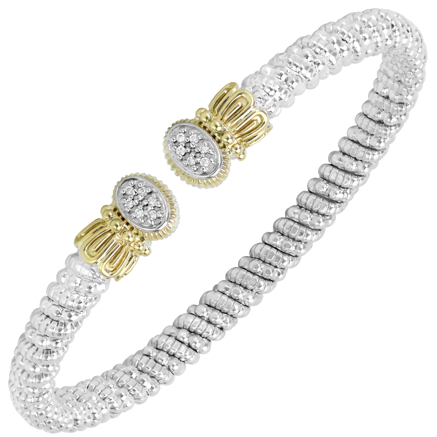 Multi-Pave Diamond Oval Petite Open Cuff by Vahan - Talisman Collection Fine Jewelers