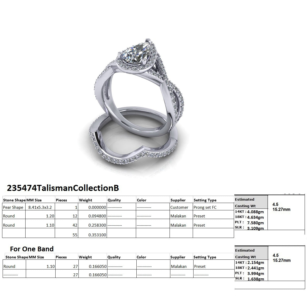 Custom Platinum Diamond Semi Mount and Shadow Band - Talisman Collection Fine Jewelers