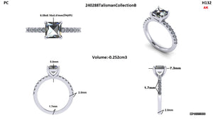 Custom Princess Cut Diamond Solitaire with Diamond Shank, Size 6 - Talisman Collection Fine Jewelers