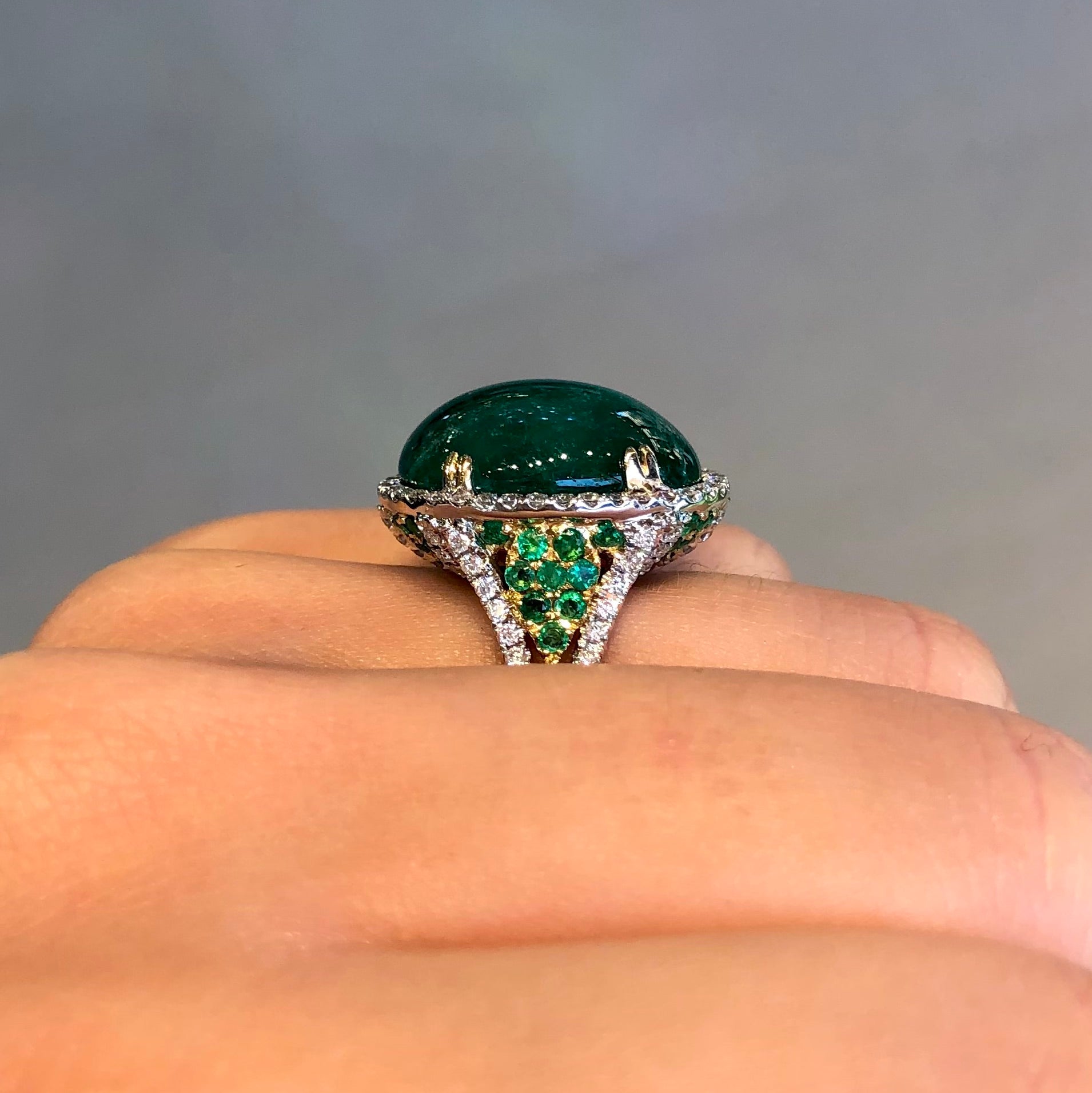 Emerald and Diamond Cabochon Ring - Talisman Collection Fine Jewelers